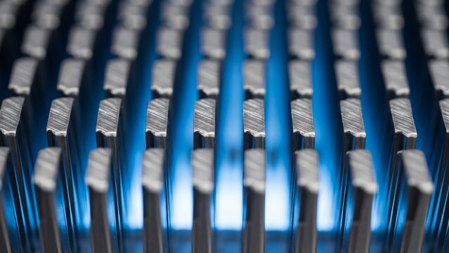 Close-up view of blue circuit boards