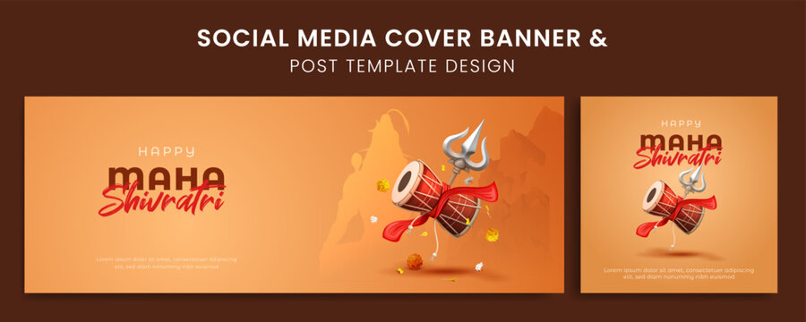set of happy maha shivratri festival social media cover and post template