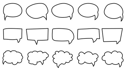 Text box frame Set outline. Hand drawn text talk message frame in Black and White. Outline dialog speech, square, chat color design Collections