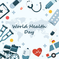 illustration for world health day celebration, world health day social media post template