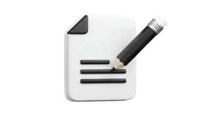 3D Icon: Pencil Writing on a Document