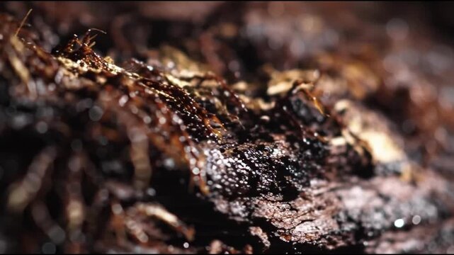 Extreme Macro of Moist Forest Soil and Decaying Organic Matter with Shallow Depth of Field
