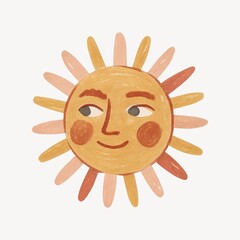 Fototapeta premium Whimsical sun with friendly face.