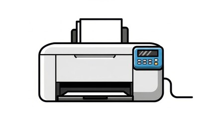 Modern Multifunction Office Printer with Paper Output and Digital Display