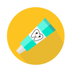 Toothpaste icon on yellow background.