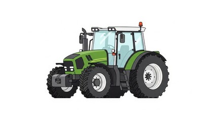 Obraz premium Modern Green Tractor Illustration Isolated on White Background
