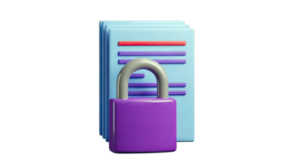 3D Icon of Locked Document Stack