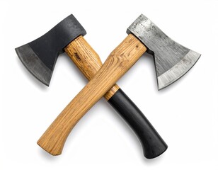 Two axes crossed on a white surface (1)