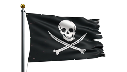 Tattered Pirate Flag with Skull and Crossbones