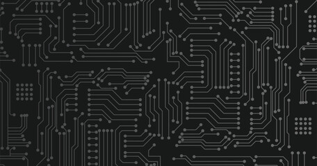 Grey technology on black background.2d illustration Abstract futuristic electronic circuit technology background science background.
