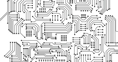 Black line circuit computer technology futuristic on white background design creative vector 