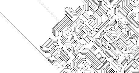 Black line circuit computer technology futuristic on white background design creative vector 