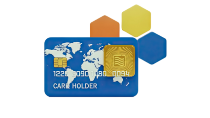 Credit Card with World Map and Golden Chip