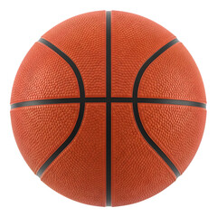Fototapeta premium Vibrant orange basketball with black stripes on solid black background