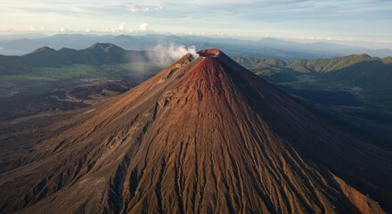 Aerial View of Active Volcano Landscape.