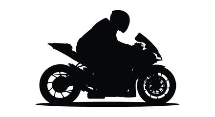 A dynamic illustration of a motorcyclist in motion capturing speed and power silhouette © AL-AMIN