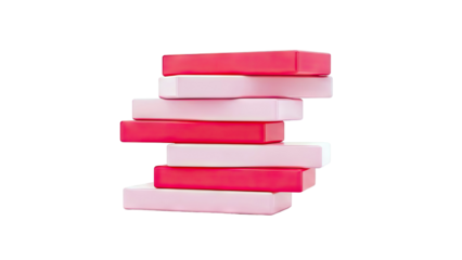 Stack of Pink and Red Rectangular Blocks