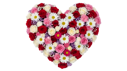 Red hearts and swirls in a circular design isolated on transparent background for love or valentines day