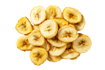 Pile of Banana Chips on White Background