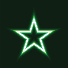 a bright green neon star with glowing edges on a dark background