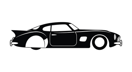 A striking black side view of a classic vintage sports car silhouette