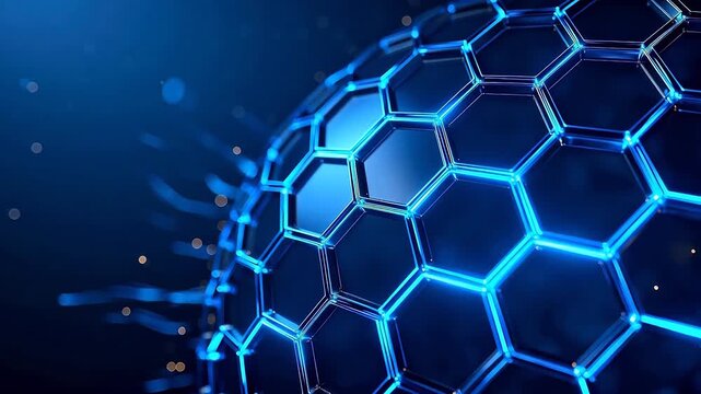 Blue hexagonal grid pattern with glowing lines