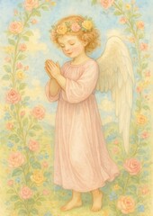 Naklejka premium Ethereal angelic floral elegance