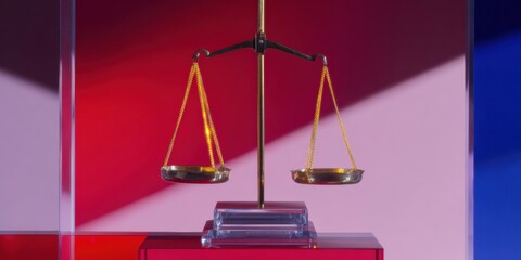 Modern Legal Tech Scales of Justice in Data Center Premium Industry Advertising Content for Web Banners and Social Media