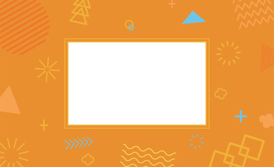 オレンジ色の幾何学模様の背景イラストフレーム素材