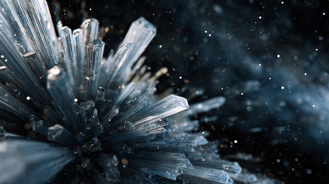 A stunning close-up of icy crystals glistening in a celestial scene