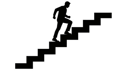 Vector Person Ascending Staircase Silhouette – Stylized Climb for Progress, Growth, and Achievement Design Themes