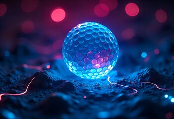 Futuristic glowing tire on digital blueprint background with advanced circuitry and wireframe design, symbolizing smart automotive technology, innovation, speed, mobility, and next generation.