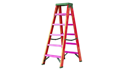 Red and Pink A-Frame Ladder