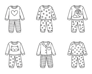 Children's pajamas with different doodle designs