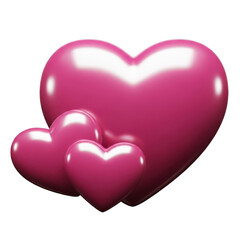 Three hearts symbol of love isolated on transparent background