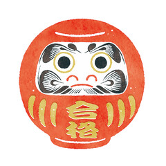 合格祈願の赤いだるまイラスト｜受験・試験・日本の縁起物素材