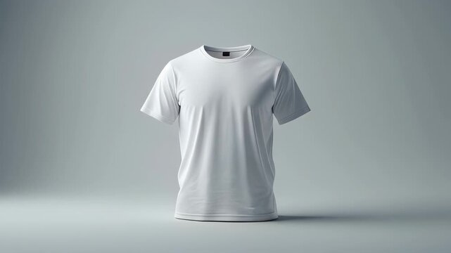 Clean White T Shirt Displayed on Gray Background with Soft Lighting
