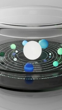 Modern Petri Dish Displaying Colorful Microbial Cultures and Light Reflections in Scientific Research Laboratory