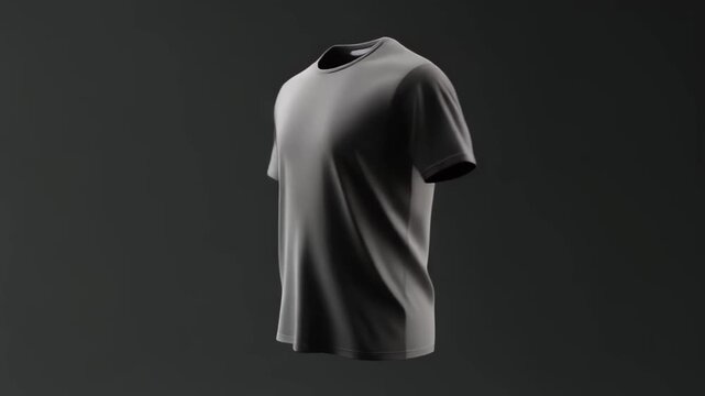 Gray T Shirt Presentation on Dark Background Studio Lighting
