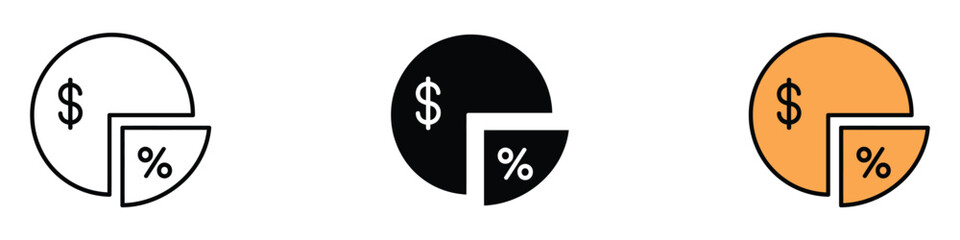 Margin icon set vector. Financial distribution pie chart symbol. vector illustration.