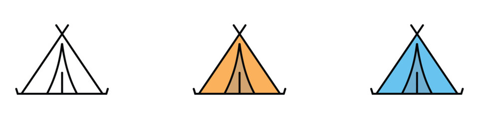 Tent icon set vector. Teepee, glamping symbol. vector illustration. © Graphinest