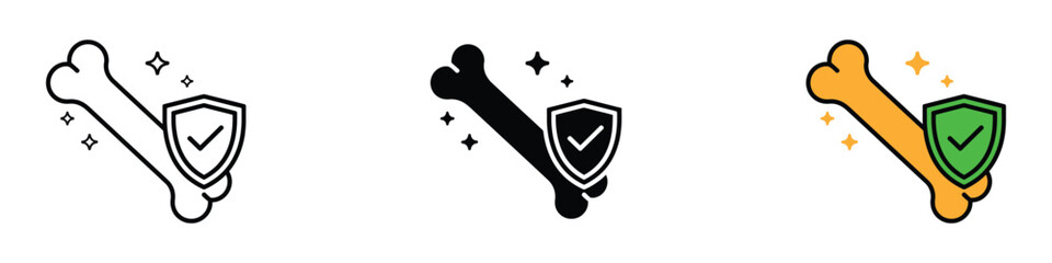Strong healthy bones icon set vector. strength and safety symbol. vector illustration.