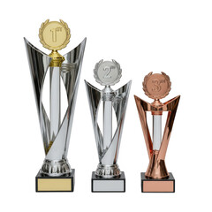 Three trophies award symbols isolated on transparent background