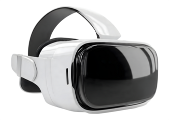 Modern white virtual reality headset offering an immersive digital experience isolated on transparent background