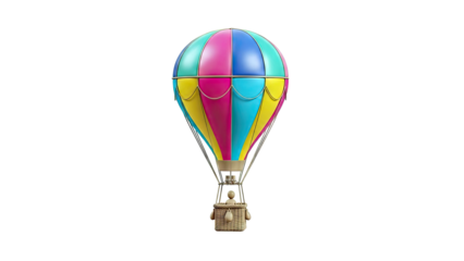 Colorful Hot Air Balloon with Basket and Figurine