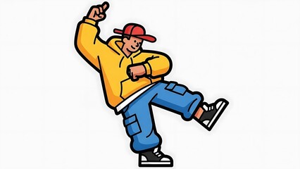 Cartoon Man Dancing Freely