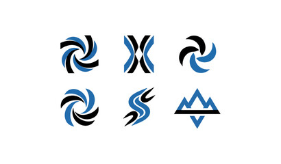 Fototapeta premium Abstract graphic design elements in blue on black background