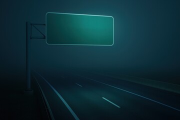 Empty highway sign at night