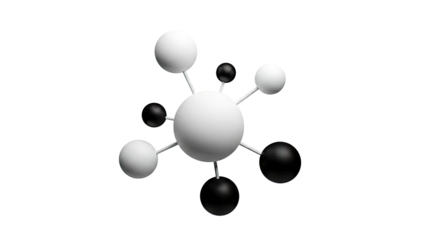 Abstract Molecular Structure with Black and White Spheres