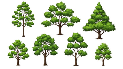 Obraz premium Collection of trees isolated on transparent background